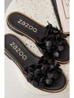 Zazoo 40381 Dámske kožené papuče na podpätku Black Zazoo 40381 Dámske kožené papuče na podpätku Black