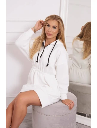 Zateplené šaty s kapucňou ecru Zateplené šaty s kapucňou ecru