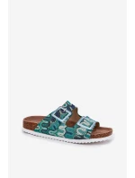 Klapki Damskie Z Klamrami I Brokatem S.Barski RB51-006 Zielone