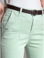 Dámske bavlnené nohavice slim fit s opaskom TAIRONIK mint FashionStreet UY2541