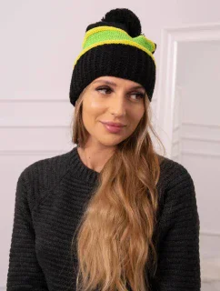 Kinga dámska čiapka K297 black+kiwi+green neón