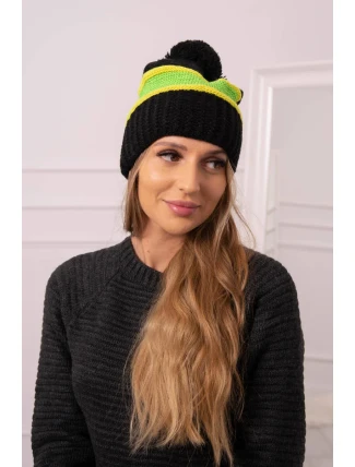 Kinga dámska čiapka K297 black+kiwi+green neón