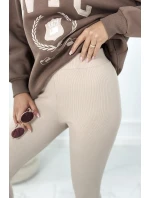 Bavlnená súprava, zateplená mikina + legíny hnedý Bavlnená súprava, zateplená mikina + legíny hnedý