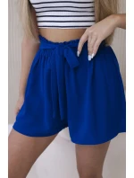 Viskózové šortky viazané v páse chrpovo modré