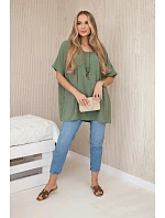 Oversized blúzka s príveskom light khaki Oversized blúzka s príveskom light khaki