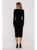 M889 Zamatové bodycon šaty - čierne