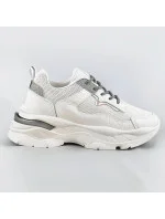 Biele šnurovacie dámske športové topánky (LU-3)