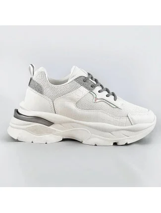 Biele šnurovacie dámske športové topánky (LU-3)