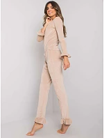 Dámske velúrové pyžamo s dlhým rukávom Goodlookin beige (7394) Dámske velúrové pyžamo s dlhým rukávom Goodlookin beige (7394)