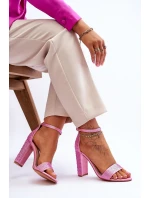 Damskie Sandały Na Obcasie Z Cyrkoniami Różowe Idealistic