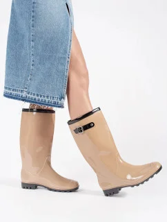 Módne gumové čižmy LMG-01C dámske hnedé - Sweet Shoes