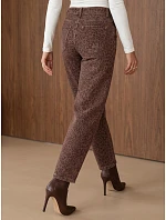 Dámske džínsy s balónovým strihom s hnedým leopardím vzorom FashionStreet UY3177 Dámske džínsy s balónovým strihom s hnedým leopardím vzorom FashionStreet UY3177