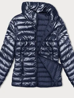 Tmavomodrá prešívaná dámska bunda so stojačikom (16M9110-215)