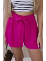 Viskózové šortky viazané v páse fuchsiová