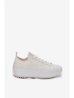 Trampki Damskie Z Haftem Na Platformie Lee Cooper LCW-25-31-3465L Białe