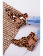 Dámské Kotníkové Boty Lu Boo Semišové s vykrojením Leopard Rock Girl
