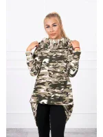 Mikina s dlhým chrbtom moro khaki+ecru Mikina s dlhým chrbtom moro khaki+ecru