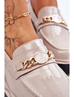 Lakierowane Mokasyny Na Platformie Jasnoszare Ronin