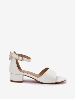 Połyskujące Sandałki Dziewczęce Na Niskim Obcasie Białe Ainare