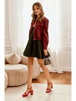 Eko Skórzane Sandały Na Słupku Bordowe Lillita