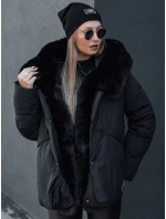 LUNAVI dámska zimná bunda prešívaná s kožušinou čierna FashionStreet TY4667
