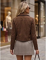 Dámska semišová bunda s patentkami, hnedá, FashionStreet TY5879 Dámska semišová bunda s patentkami, hnedá, FashionStreet TY5879