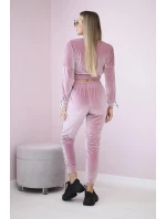 Velúrová súprava s nápisom Queen dark powder pink