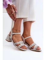 Sandały Damskie Na Obcasie Z Eko Skóry Sergio Leone SK894 Szare