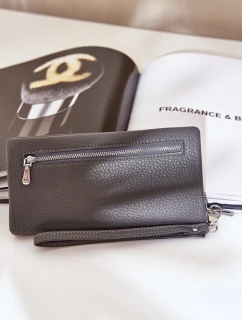 Duży Portfel Damski Z Tłoczeniem Eko Skóra Szary Martiel