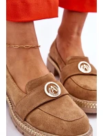 Eleganckie Zamszowe Mokasyny Ciemnobeżowe Laverne