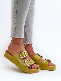 Damskie Klapki Gładkie ZAXY LL285077 Limonkowe