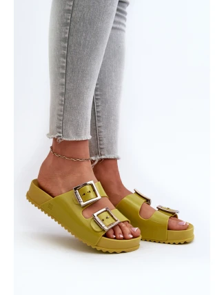 Damskie Klapki Gładkie ZAXY LL285077 Limonkowe