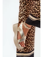 Sandały Damskie Na Platformie I Koturnie Eko Skórzane Złote Tenzorus