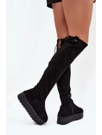 Kozaki Damskie Na Platformie Za Kolano Big Star SS274264 Czarne