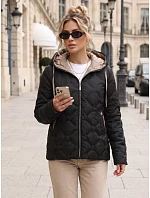 Dámska prešívaná prechodná bunda s kapucňou, čierna, FashionStreet TY5886 Dámska prešívaná prechodná bunda s kapucňou, čierna, FashionStreet TY5886
