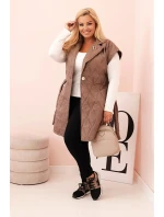 Dámska prešívaná vesta s opaskom a golierom Fango Plus Size
