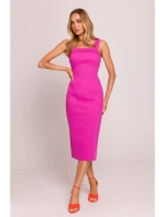 M843 Džínsové midi šaty - ružové