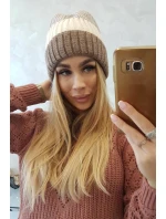 Fleecová čiapka Bojana K265 tmavo béžová+ecru+svetlo béžová