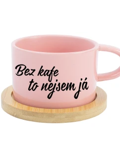 BEZ KÁVY TO NIE SOM JA - ružový hrnček s makrónkou 200 ml