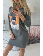 Šaty s 3D grafikou, grafitová čipka