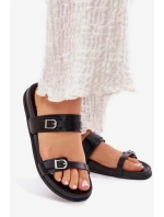 Klapki Damskie Z Klamrami Czarne Brinella