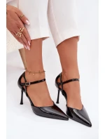 Lakované lodičky s páskem černé Tarilin