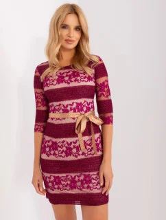 Dámske šaty LK SK 507231.71P Vínová s béžovou - Lakerta