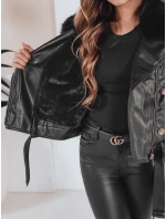 Dámska kožená bunda s kožušinou čierna FashionStreet TY5209 Dámska kožená bunda s kožušinou čierna FashionStreet TY5209