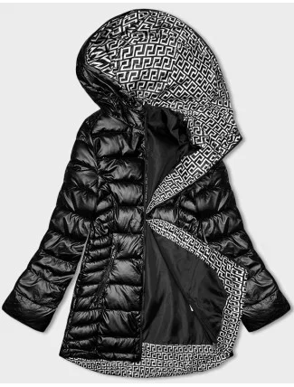 Čierna dámska prešívaná bunda s kapucňou S'west (B8028-1)