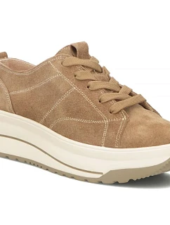 Bežové kožené tenisky na platforme Filippo DP7959 – dámske