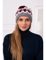 Dámska čiapka Laila K283 tmavo šedá+biela+bordeaux Dámska čiapka Laila K283 tmavo šedá+biela+bordeaux