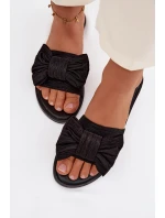 Dámské pantofle na nízkém podpatku s mašlí Černé Amivelle