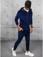 Pánska tmavomodrá velúrová mikina FashionStreet BX5541