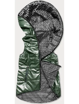 Zelená dámska rozšírená obojstranná vesta (B8006-10)